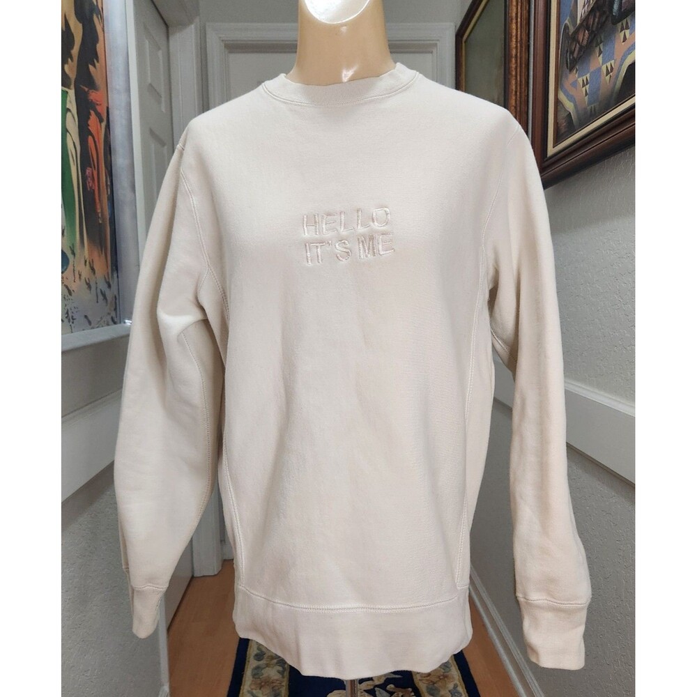 Women’s Adele Hello It's Me Sweatshirt Pullover Size XS White Cream Sweater